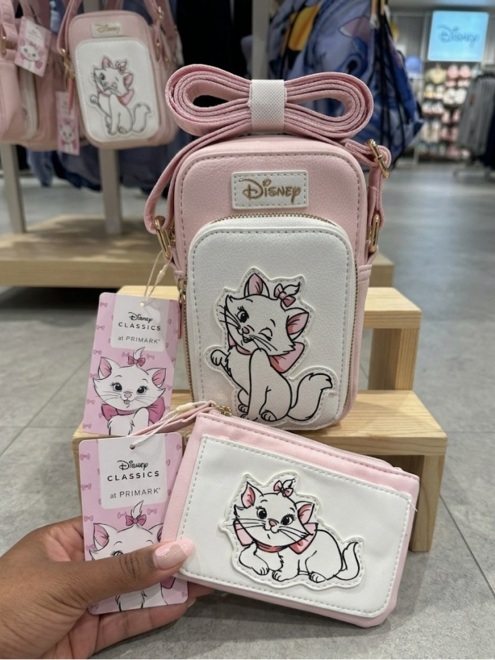 Disney Marie Aristocats Crossbody Phone Bag & Zip Wallet - Pink White